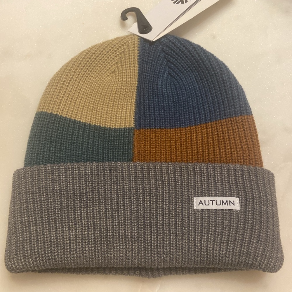 Autumn Patchwork Grey Beanie - Picture 2 of 5